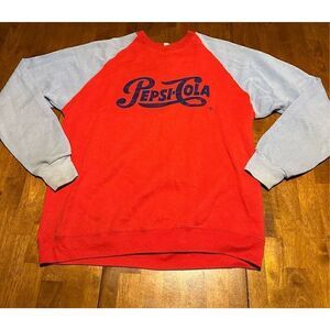 Vintage Pepsi USA Made Crewneck Color Block Mens Sweater Size XL Graphic Print